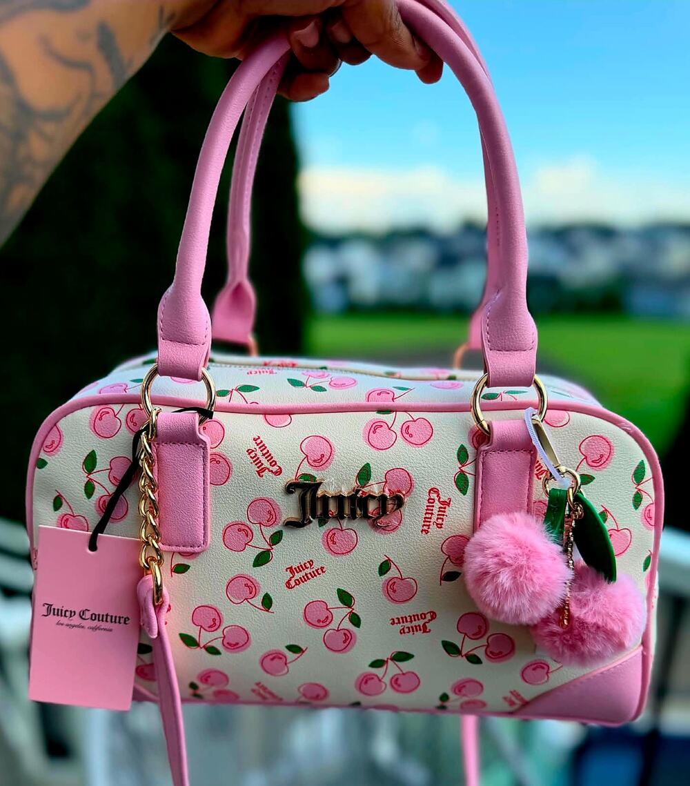 🍒 Juicy Couture NWT "Cherry Girl" Satchel Bag Crossbody – Soft White & Pink